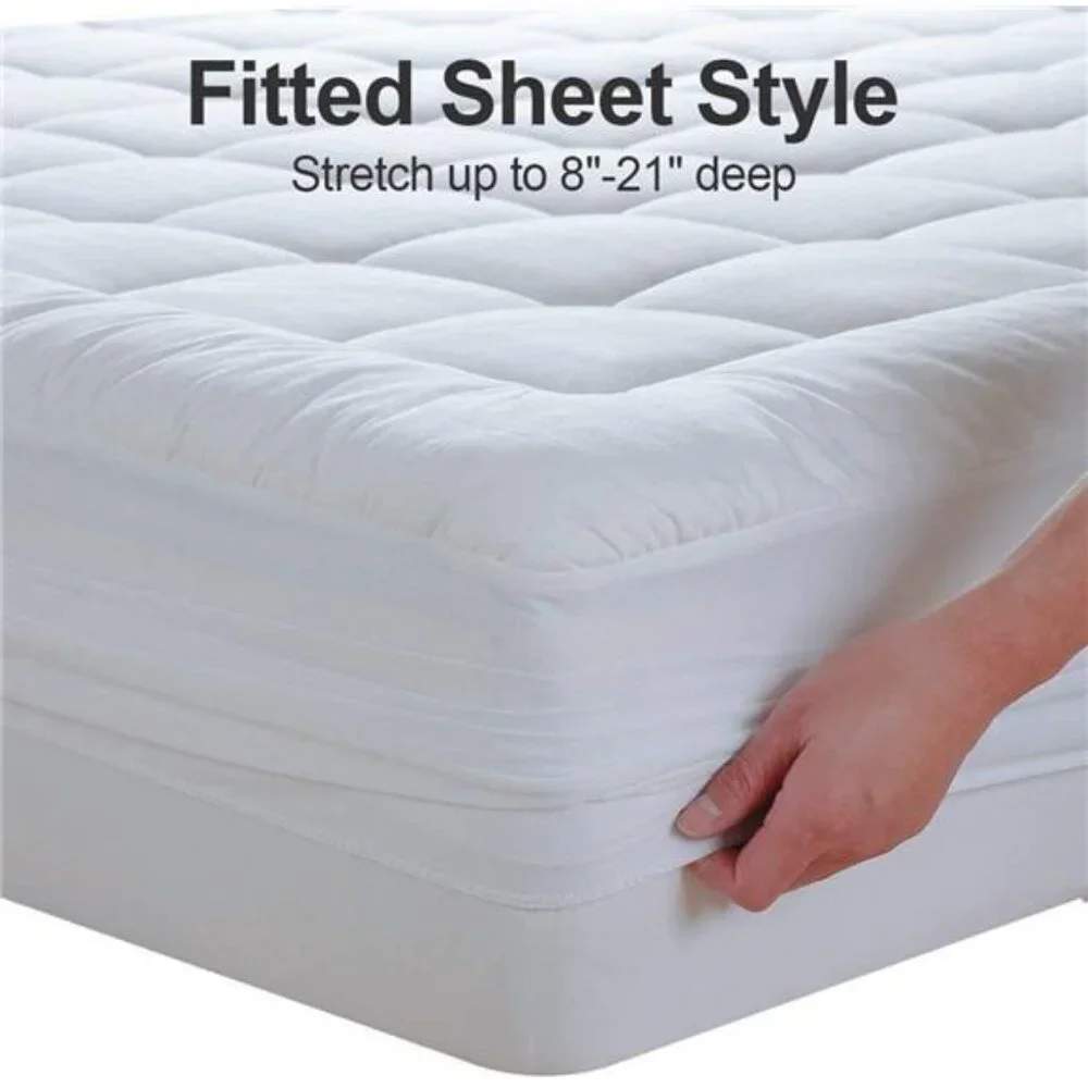 Queen Size Mattress Pad Pillow Top Mattress Cover Quilted Fitted Protector